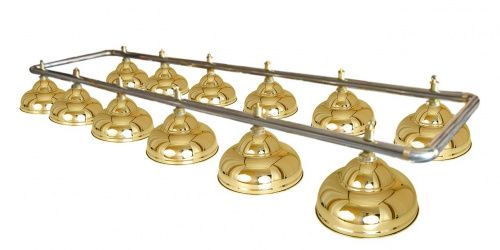Лампа на двенадцать плафонов «Ravena» (серебристая штанга, золотой плафон D38см)